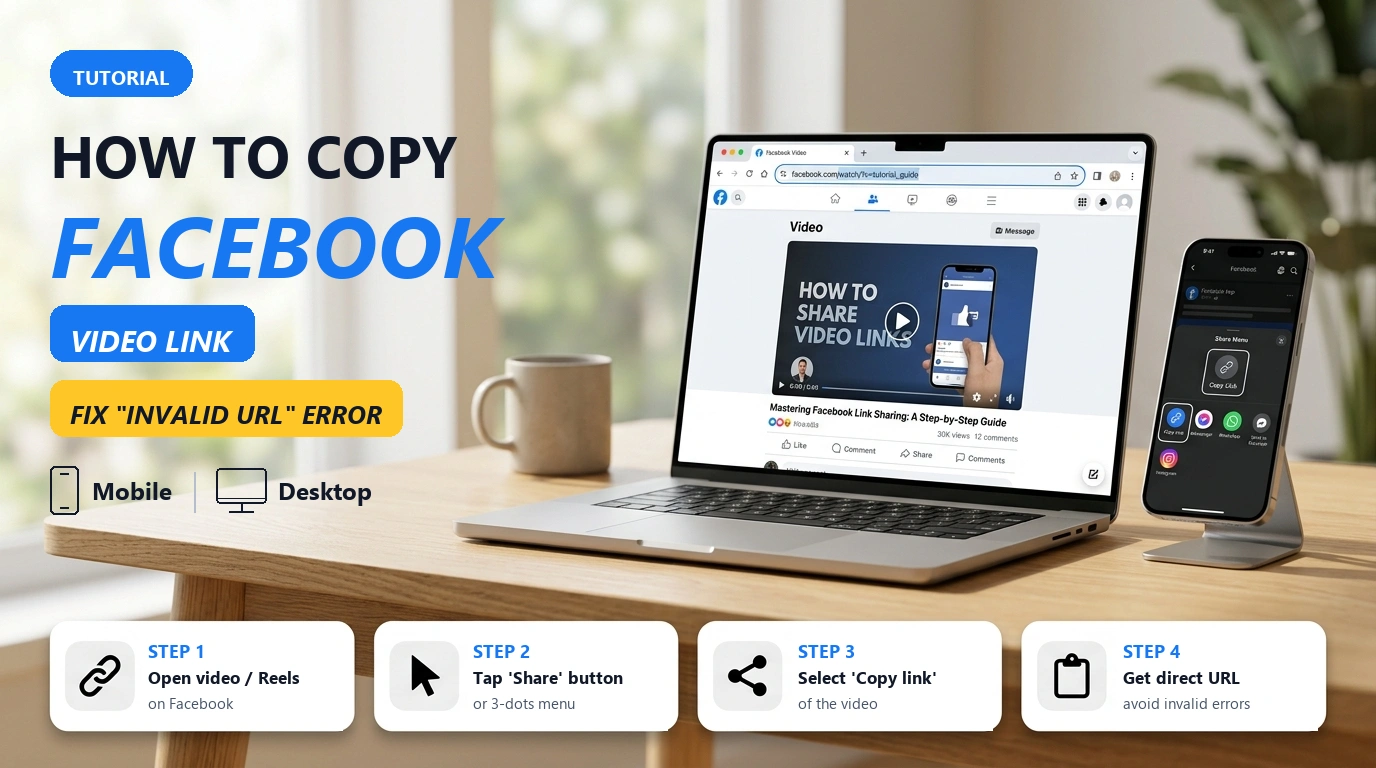 How to Copy Facebook Video Links Correctly (Mobile, Desktop, Reels, Private Groups)